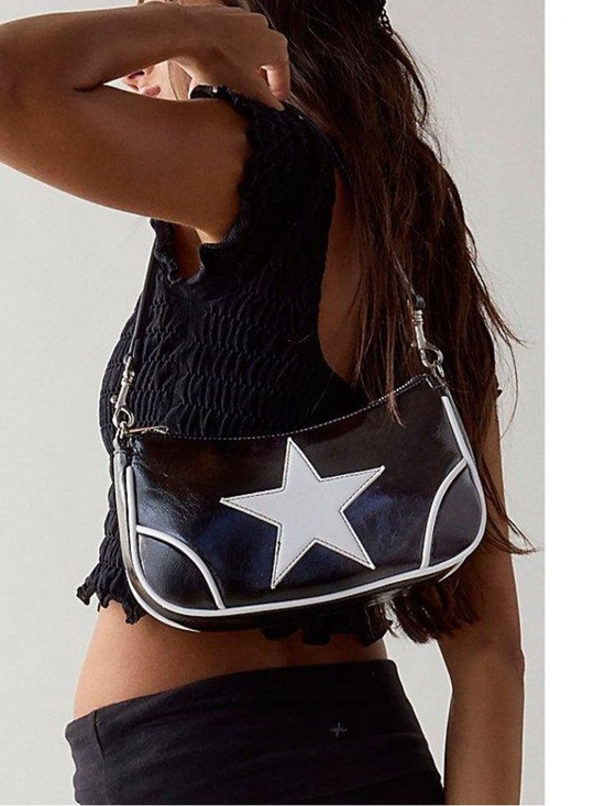Urban Outfitters Handbags - Urban Outfitters Daphne Star Black Shoulder Bag with White Star Accent